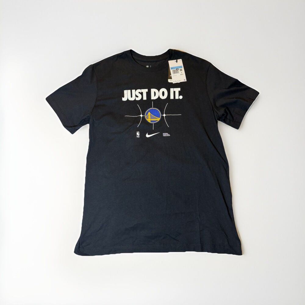 NWT Nike Golden State Warriors Just Do It T Shirt Black Mens Medium NBA